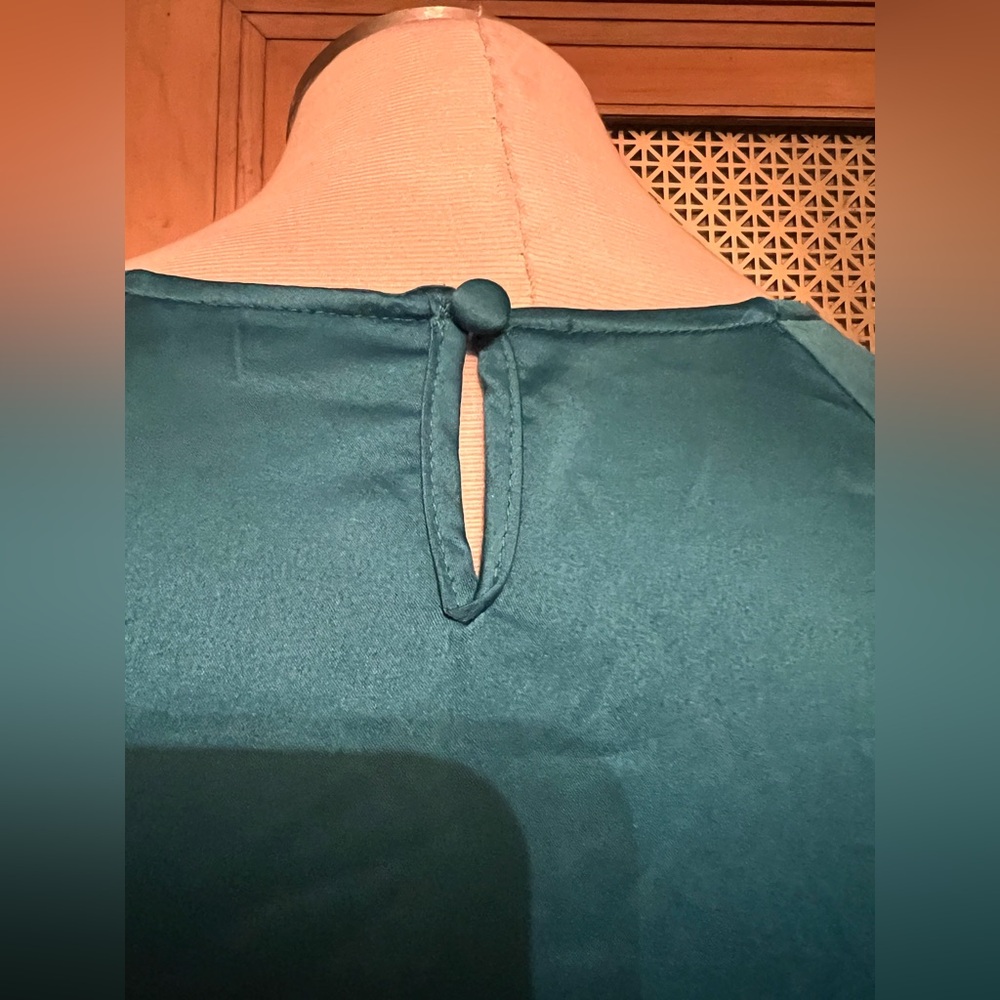 ASOS turquoise satin long sleeve dress 14 - Picture 11 of 14